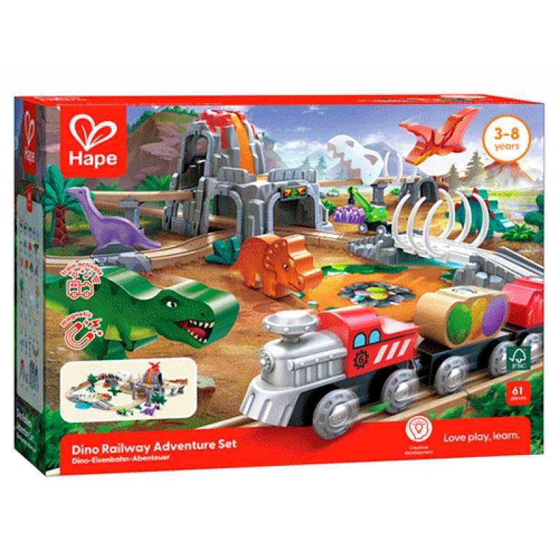 COFFRET D`AVENTURES FERROVIARIES HAPE DINOSAUR