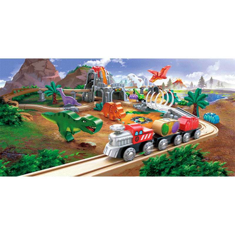 COFFRET D`AVENTURES FERROVIARIES HAPE DINOSAUR