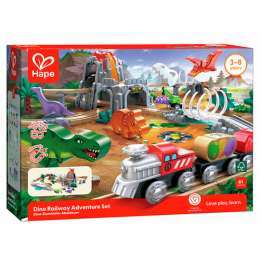 COFFRET D`AVENTURES FERROVIARIES HAPE DINOSAUR